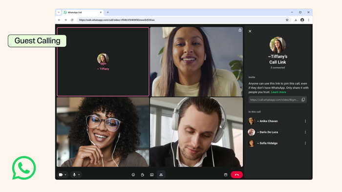 WhatsApp adds a guest option for joining calls without an account