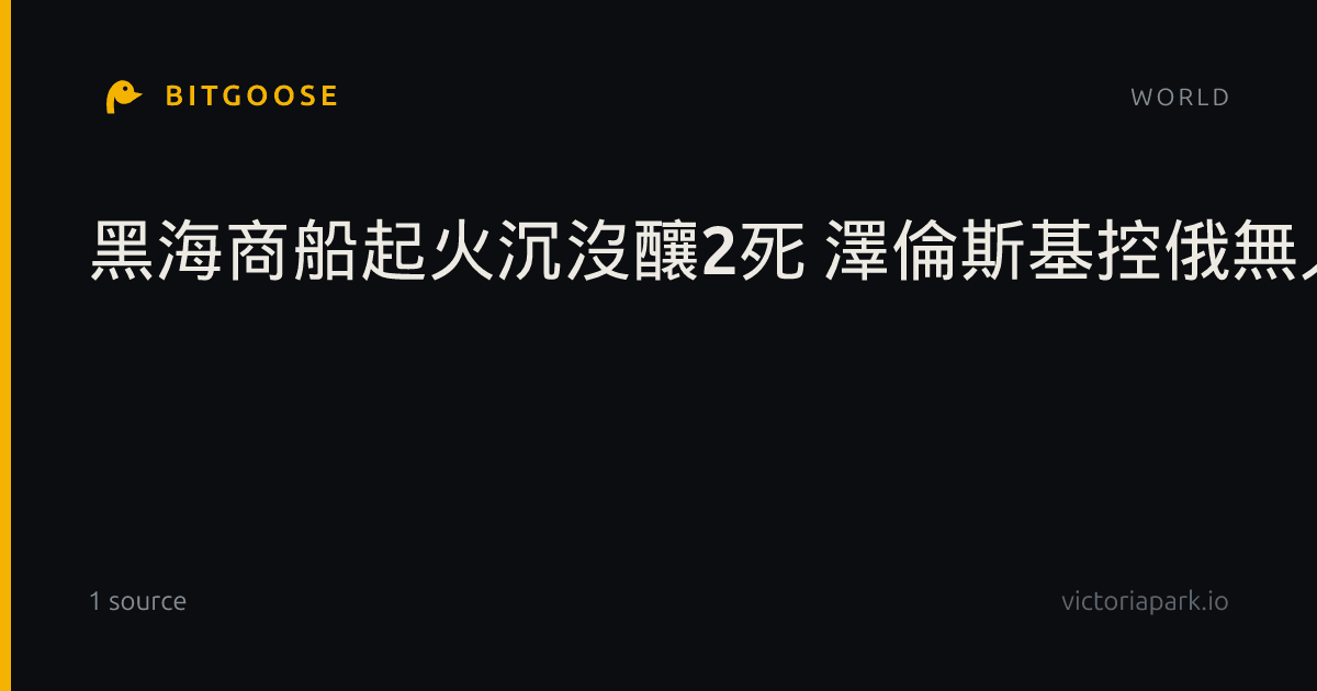 黑海商船起火沉沒釀2死 澤倫斯基控俄無人機襲民船