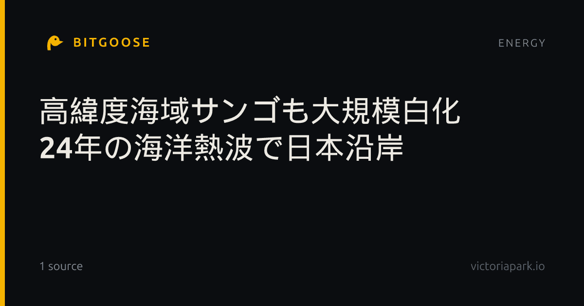 高緯度海域サンゴも大規模白化 24年の海洋熱波で日本沿岸
