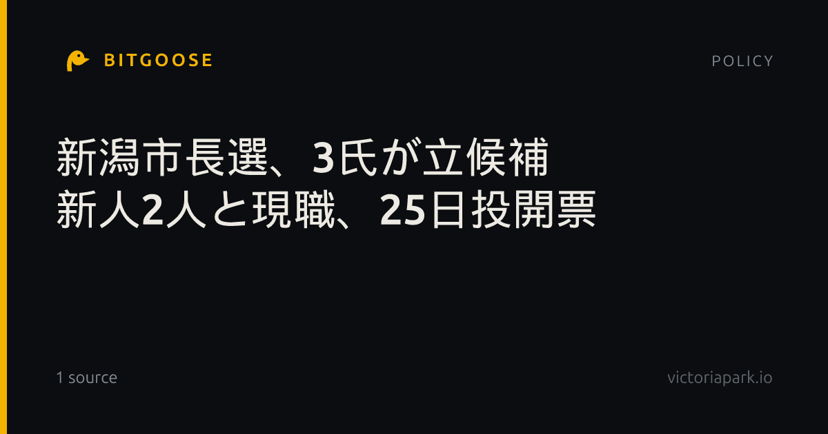 新潟市長選、3氏が立候補 新人2人と現職、25日投開票