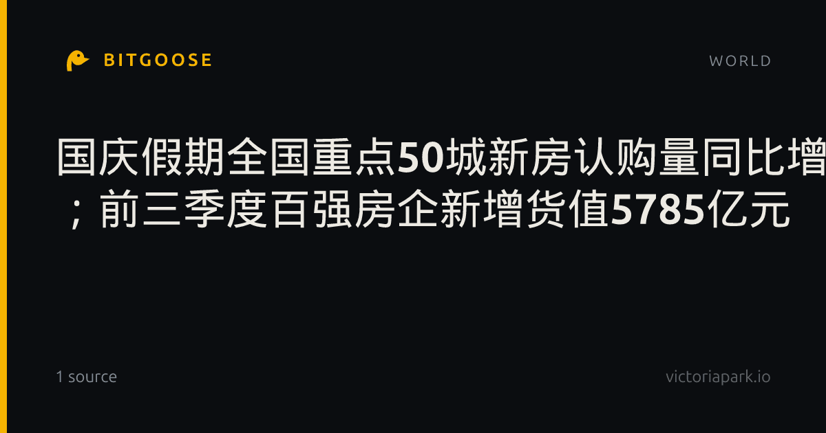 国庆假期全国重点50城新房认购量同比增长超15% ；前三季度百强房企新增货值5785亿元
