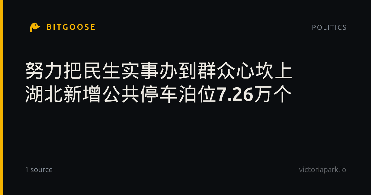 努力把民生实事办到群众心坎上 湖北新增公共停车泊位7.26万个