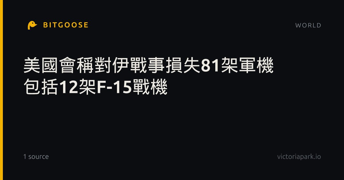 美國會稱對伊戰事損失81架軍機 包括12架F-15戰機
