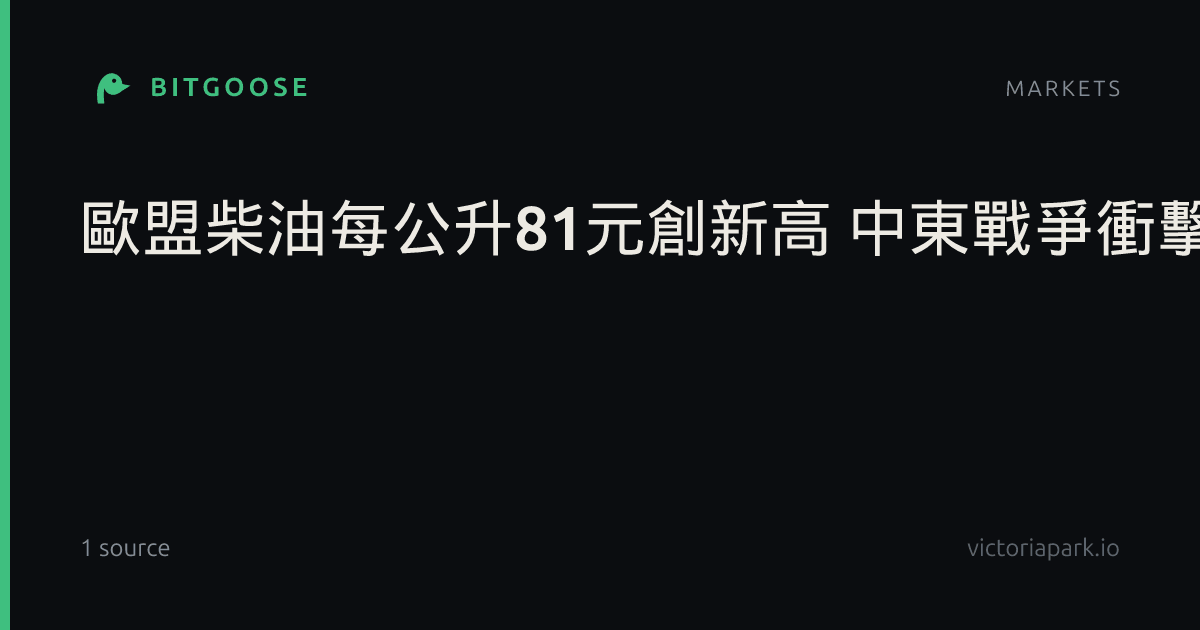 歐盟柴油每公升81元創新高 中東戰爭衝擊燃料供應