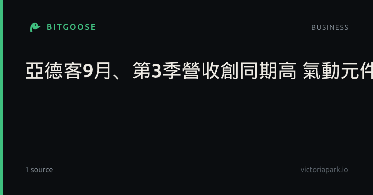 亞德客9月、第3季營收創同期高 氣動元件需求看佳