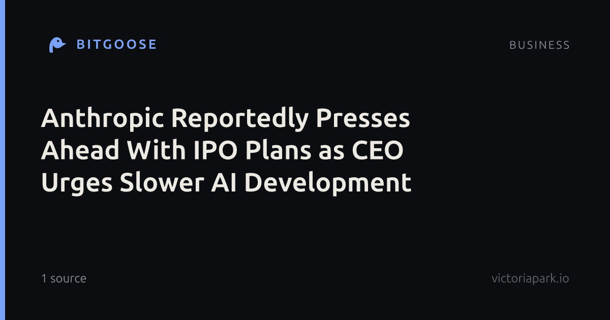 Anthropic Reportedly Presses Ahead With IPO Plans as CEO Urges Slower AI Development