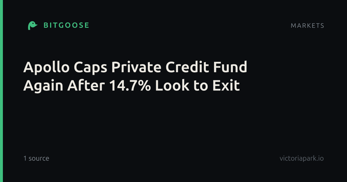 Apollo Caps Private Credit Fund Again After 14.7% Look to Exit