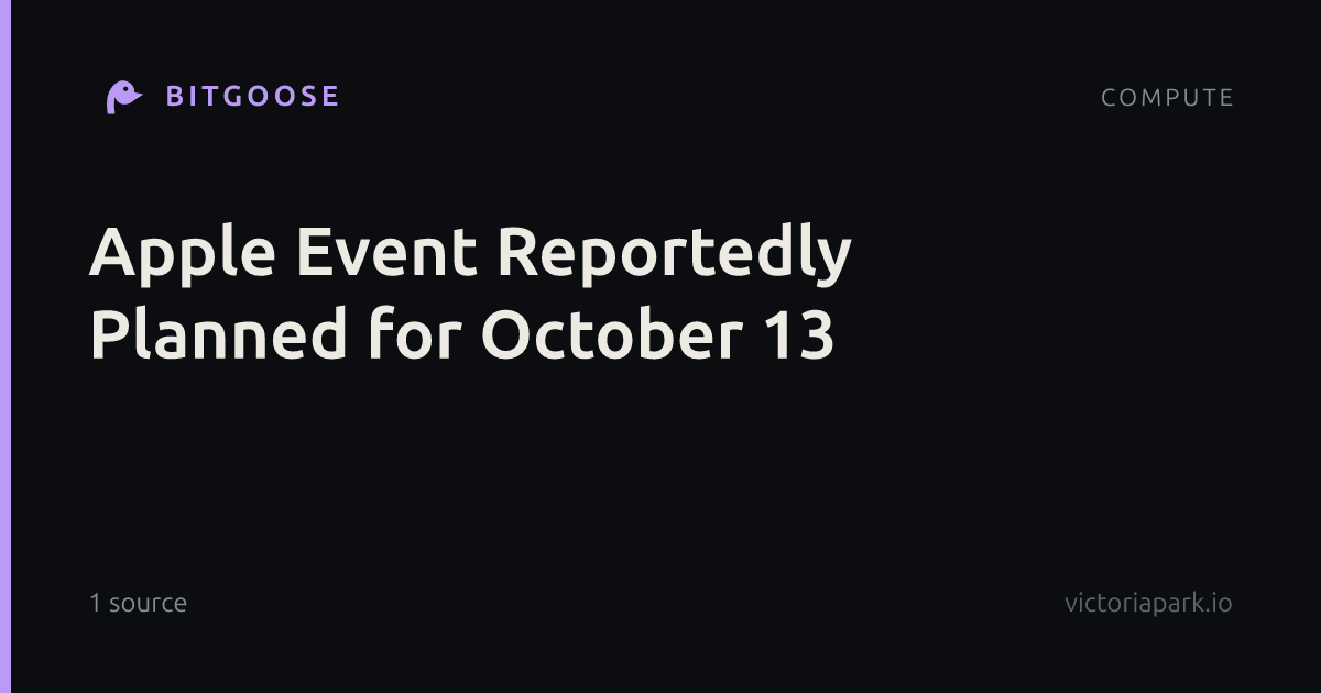 Apple Event Reportedly Planned for October 13
