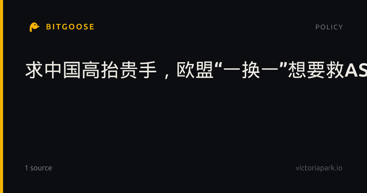 求中国高抬贵手，欧盟“一换一”想要救ASML的供应商