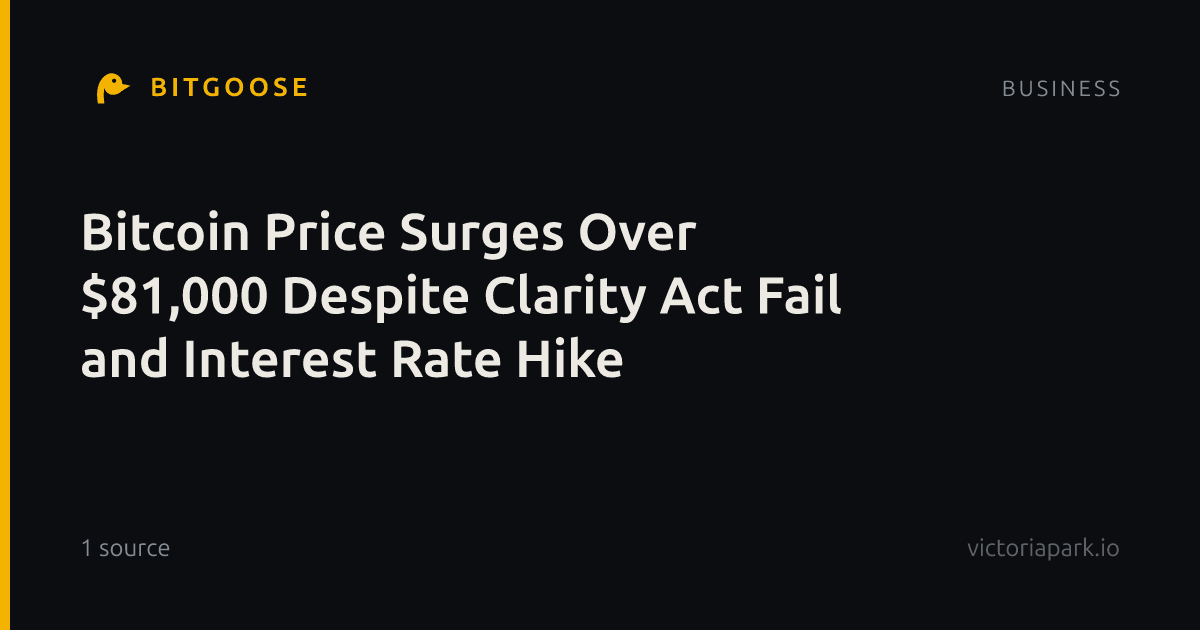 Bitcoin Price Surges Over $81,000 Despite Clarity Act Fail and Interest Rate Hike