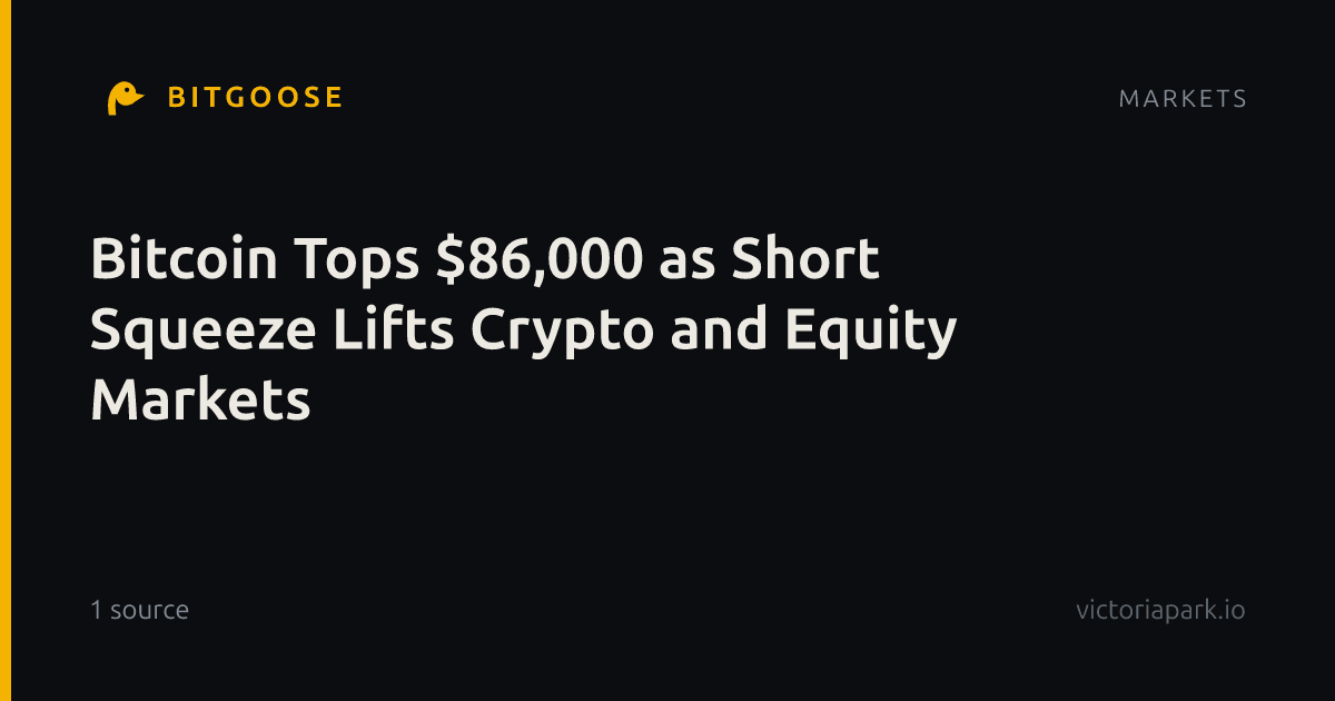 Bitcoin Tops $86,000 as Short Squeeze Lifts Crypto and Equity Markets