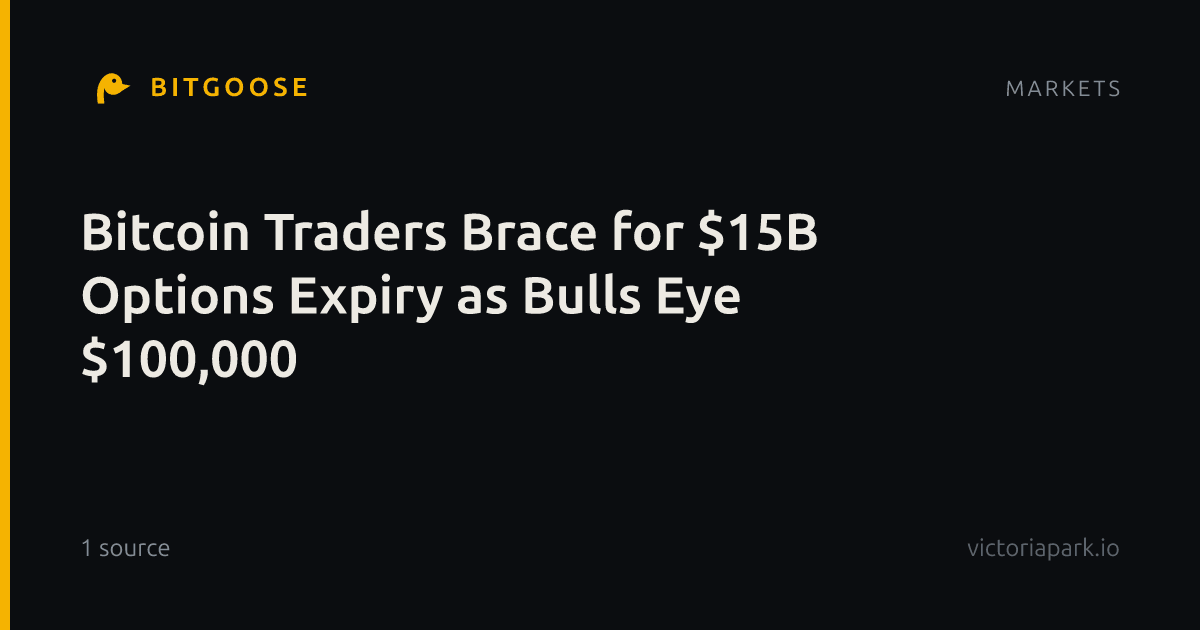 Bitcoin Traders Brace for $15B Options Expiry as Bulls Eye $100,000