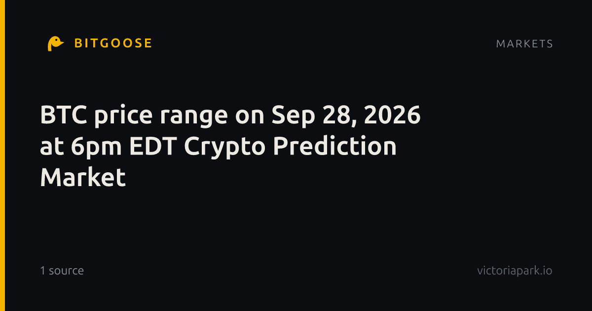 BTC price range on Sep 28, 2026 at 6pm EDT Crypto Prediction Market