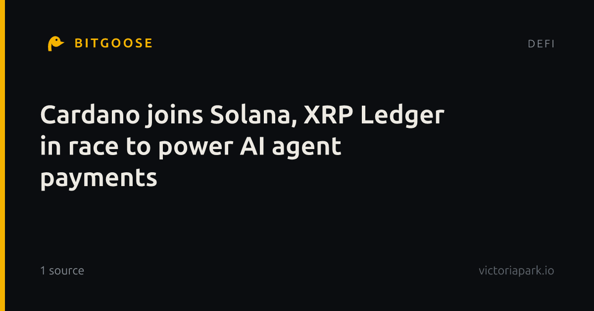Cardano joins Solana, XRP Ledger in race to power AI agent payments