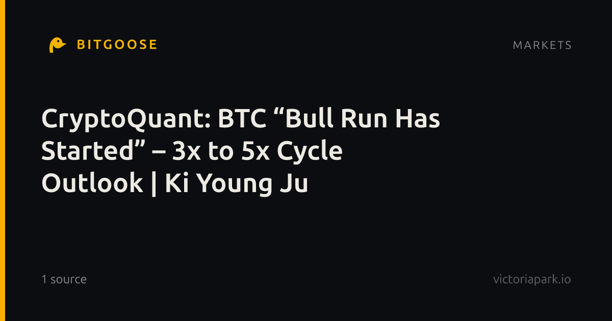 CryptoQuant: BTC “Bull Run Has Started” – 3x to 5x Cycle Outlook | Ki Young Ju