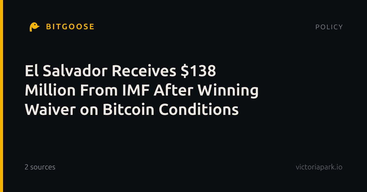 El Salvador Receives $138 Million From IMF After Winning Waiver on Bitcoin Conditions