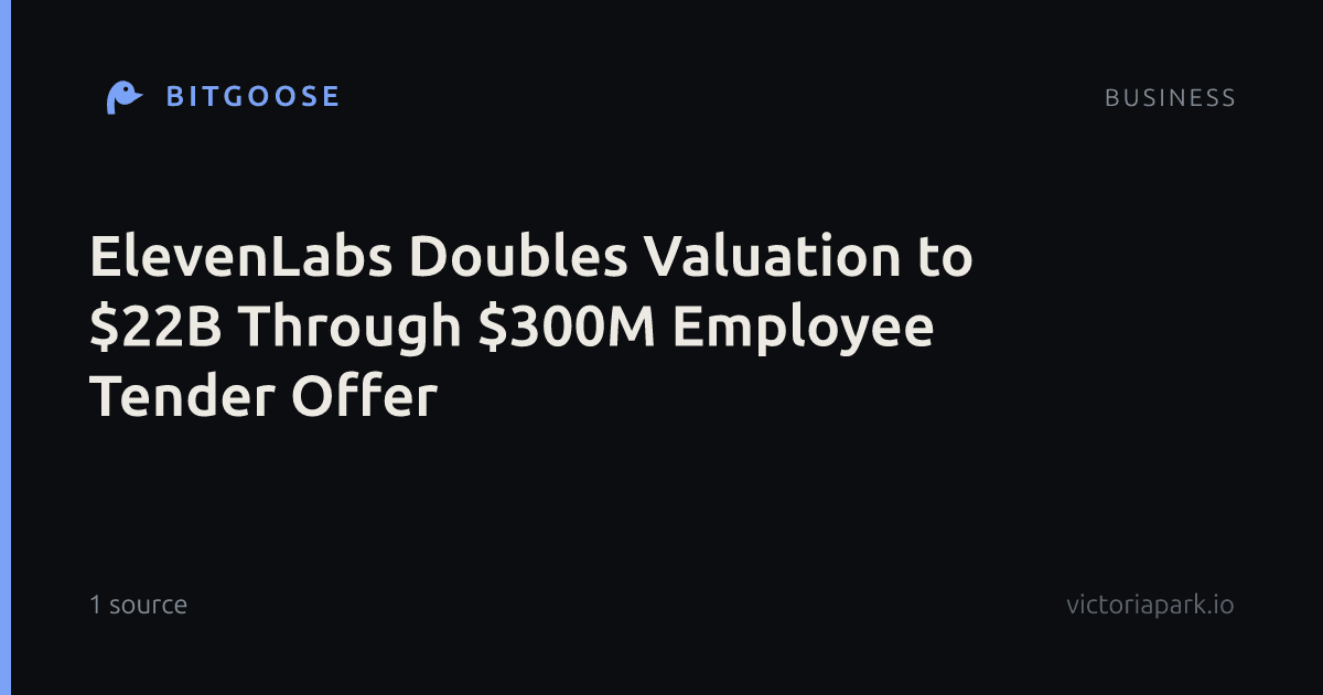 ElevenLabs Doubles Valuation to $22B Through $300M Employee Tender Offer