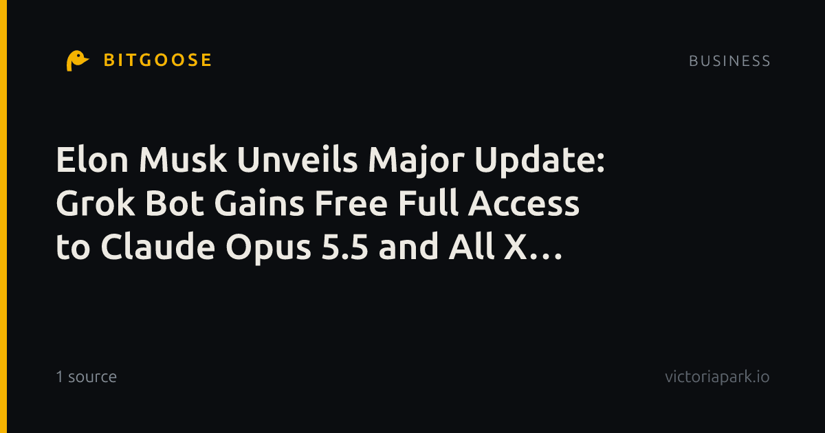Elon Musk Unveils Major Update: Grok Bot Gains Free Full Access to Claude Opus 5.5 and All X Platform Features