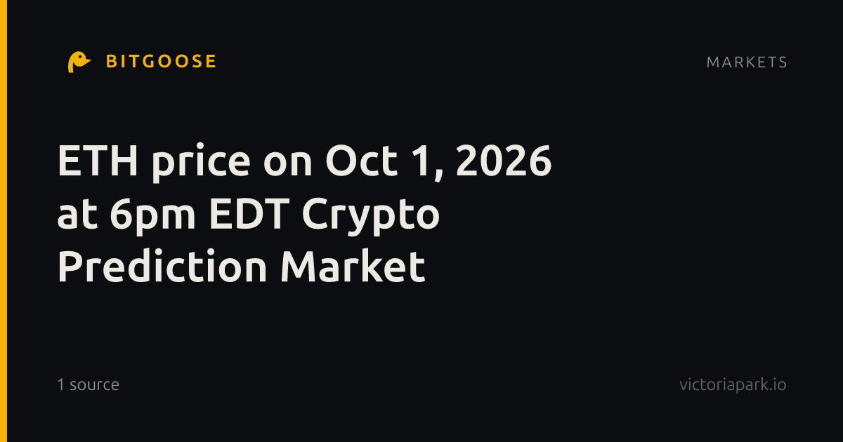 ETH price on Oct 1, 2026 at 6pm EDT Crypto Prediction Market