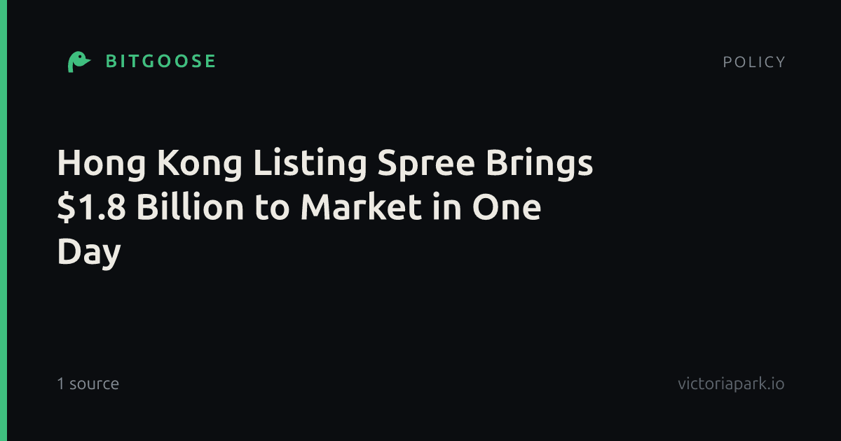 Hong Kong Listing Spree Brings $1.8 Billion to Market in One Day
