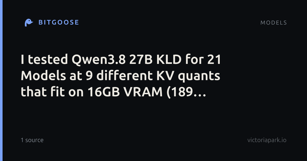 I tested Qwen3.8 27B KLD for 21 Models at 9 different KV quants that fit on 16GB VRAM (189 benchmarks).