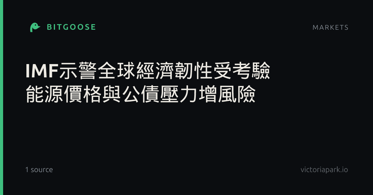 IMF示警全球經濟韌性受考驗 能源價格與公債壓力增風險