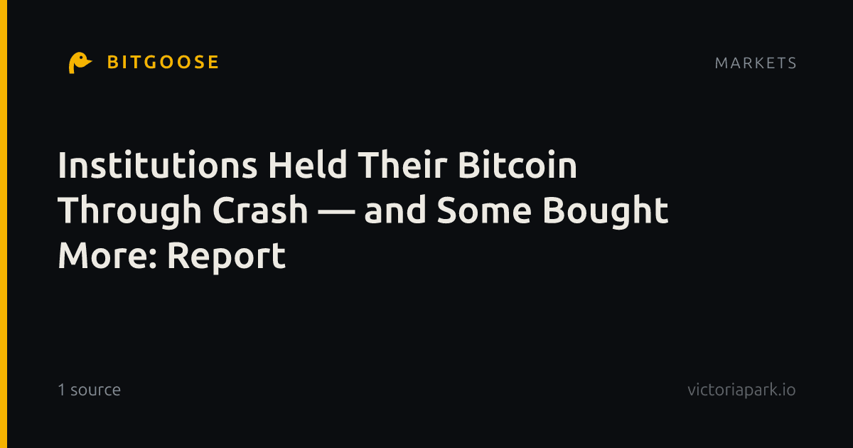 Institutions Held Their Bitcoin Through Crash — and Some Bought More: Report