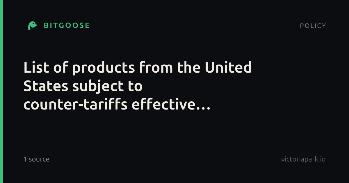 List of products from the United States subject to counter-tariffs effective September 8, 2026