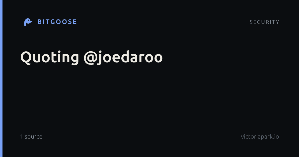 Quoting @joedaroo