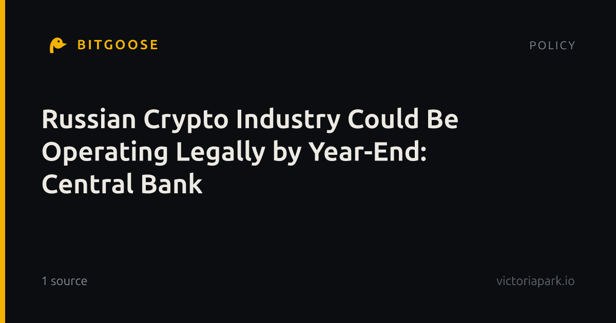 Russian Crypto Industry Could Be Operating Legally by Year-End: Central Bank