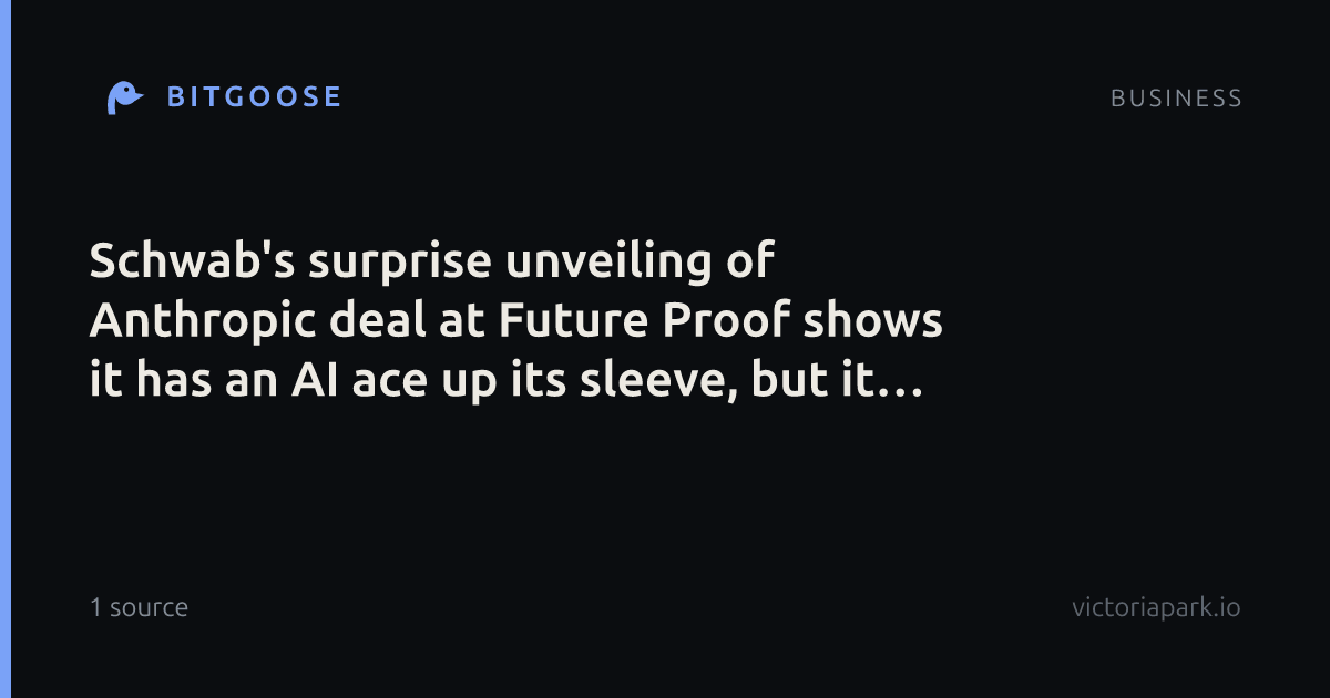 Schwab's surprise unveiling of Anthropic deal at Future Proof shows it has an AI ace up its sleeve, but it may take five years or more to catch up with Altruist, if at all, say two analysts