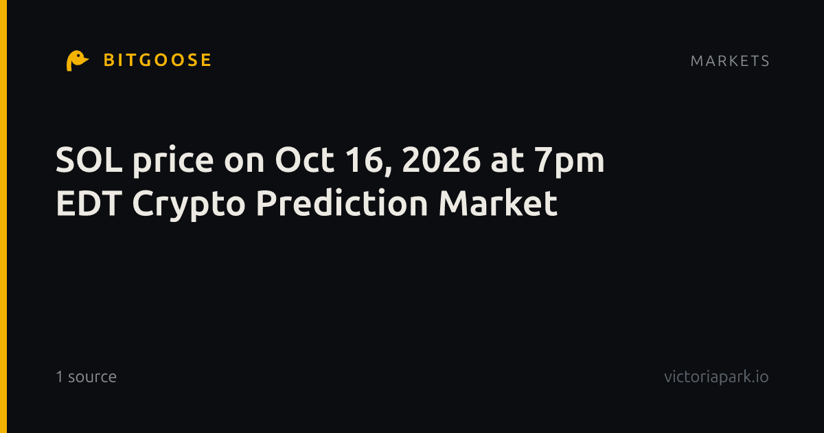 SOL price on Oct 16, 2026 at 7pm EDT Crypto Prediction Market