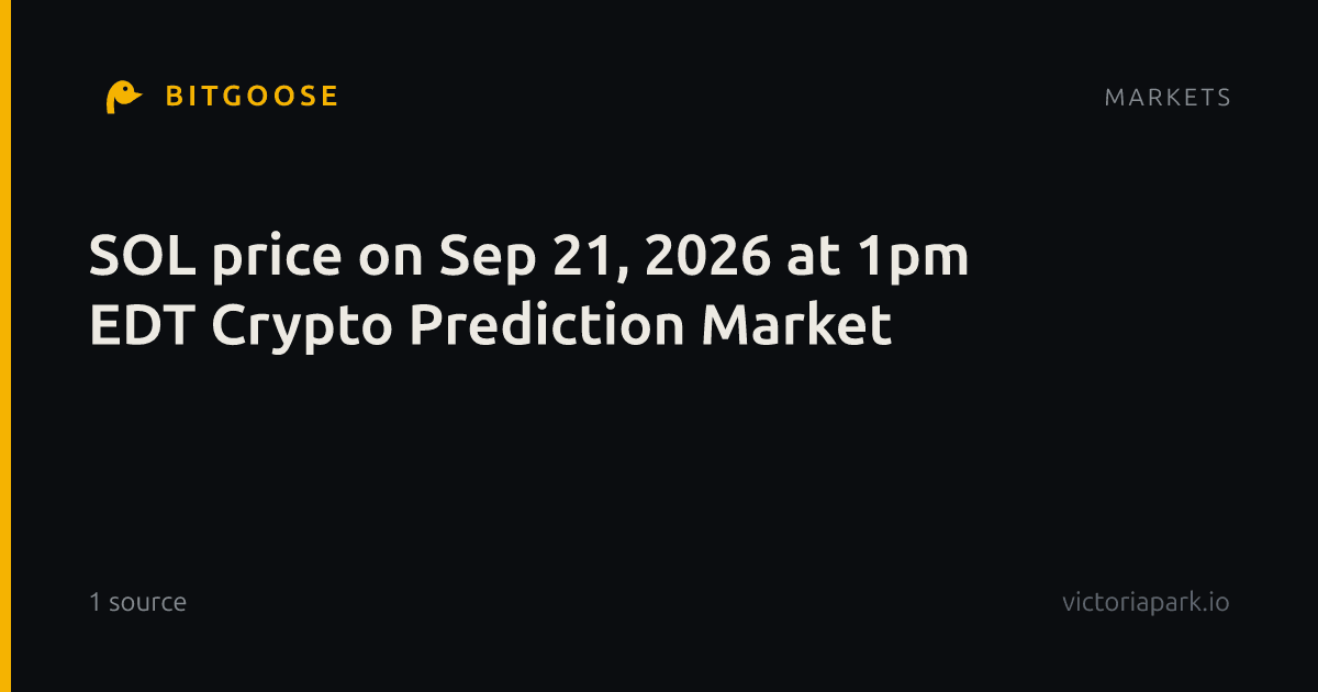 SOL price on Sep 21, 2026 at 1pm EDT Crypto Prediction Market