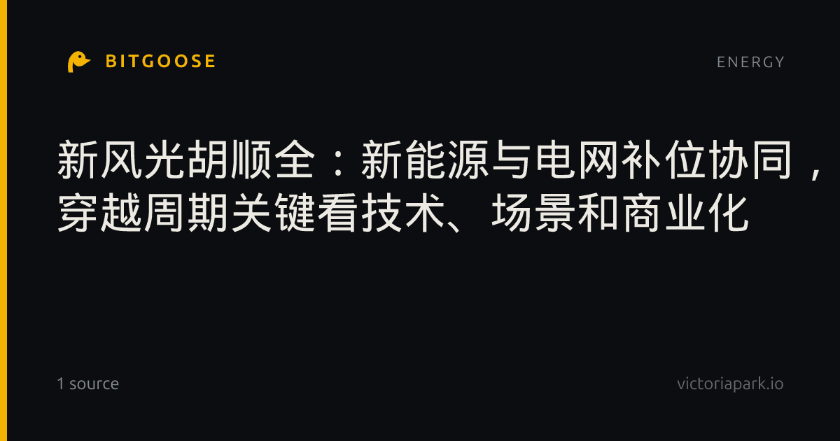 新风光胡顺全：新能源与电网补位协同， 穿越周期关键看技术、场景和商业化