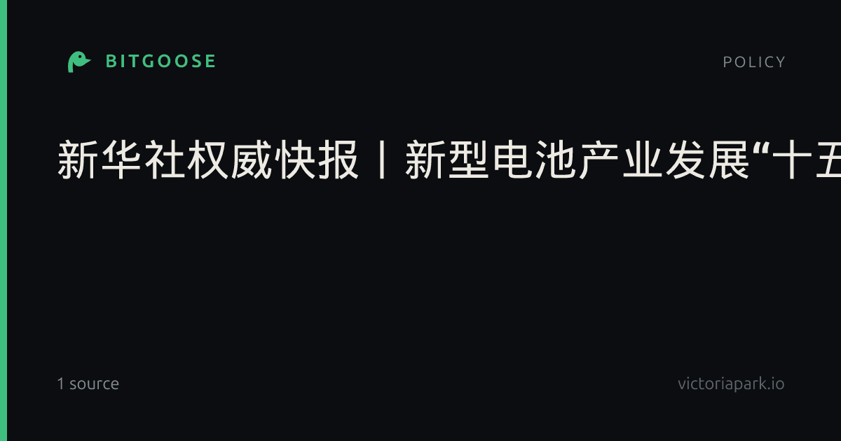 新华社权威快报丨新型电池产业发展“十五五”规划发布