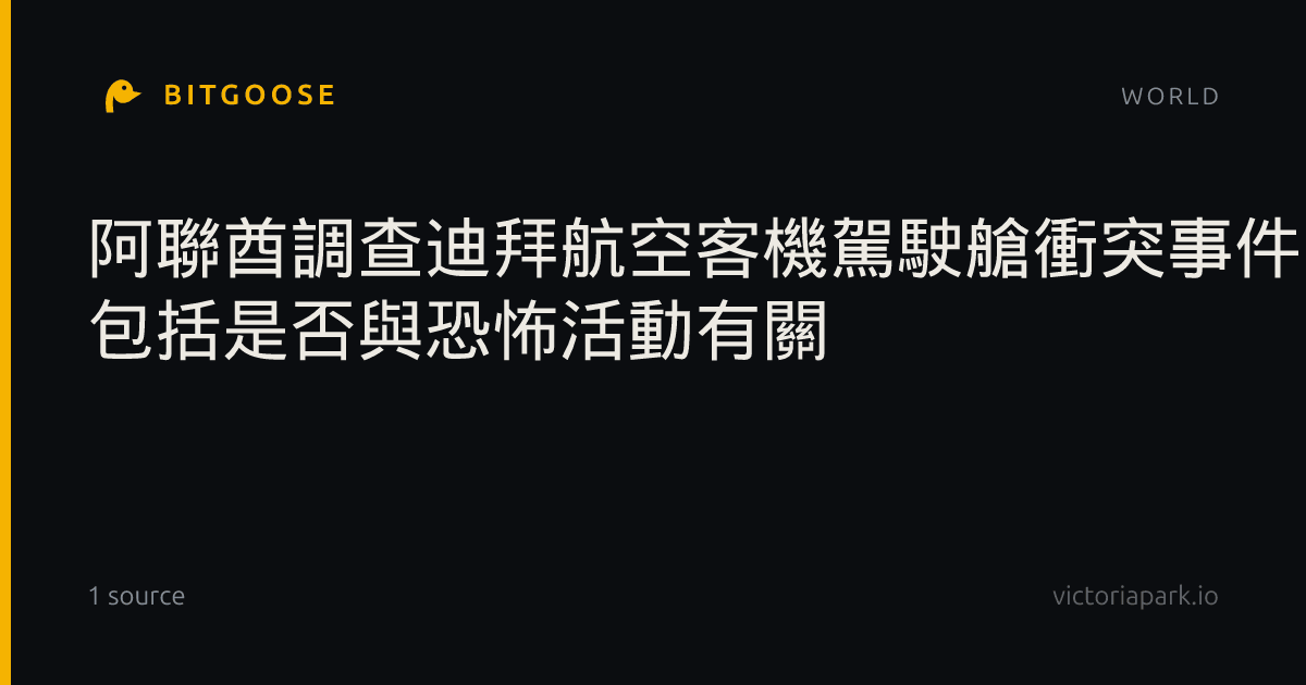 阿聯酋調查迪拜航空客機駕駛艙衝突事件 包括是否與恐怖活動有關