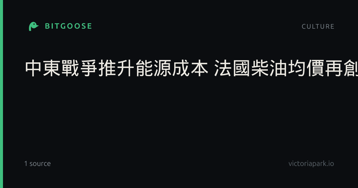 中東戰爭推升能源成本 法國柴油均價再創歷史新高