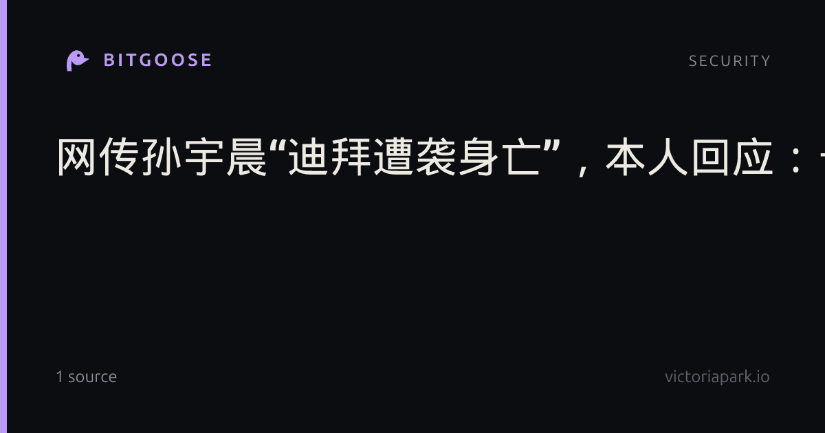 网传孙宇晨“迪拜遭袭身亡”，本人回应：一切都好