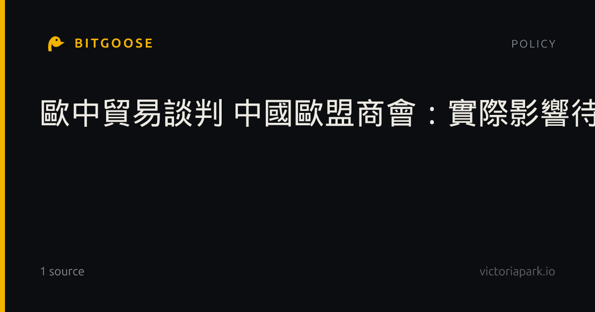 歐中貿易談判 中國歐盟商會:實際影響待評估