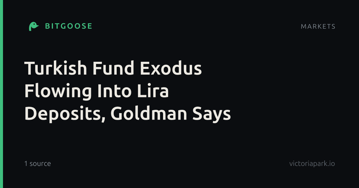 Turkish Fund Exodus Flowing Into Lira Deposits, Goldman Says