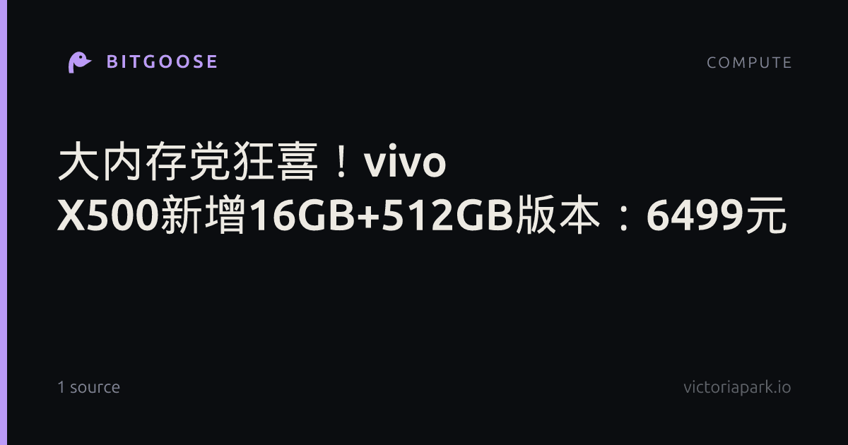 大内存党狂喜！vivo X500新增16GB+512GB版本：6499元