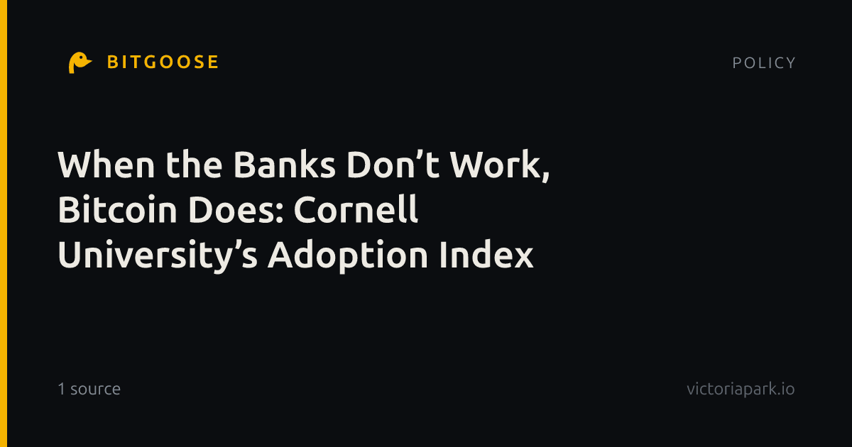 When the Banks Don’t Work, Bitcoin Does: Cornell University’s Adoption Index